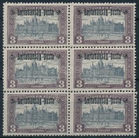 ** Nyugat-Magyarország III. 1921 Parlament 3K Hatostömb (9.000) / Mi 28 Block Of 6, Signed: Bodor - Altri & Non Classificati