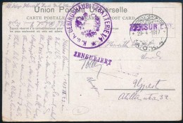 1917 Tábori Posta Képeslap 'K.u.k. GEBIRGSHAUBITZBATTERIE 1/4' + 'A.O.K.' - Autres & Non Classés
