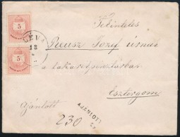 1875 4x Színesszámú 5kr Ajánlott Levélen 'LÉVA' - 'ESZTERGOM' - Other & Unclassified