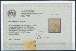 O 1858 2kr II Sárga 'N.TAP(OLCSAN)' Certificate: Steiner - Other & Unclassified