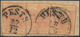 1850 3 Db Lilliputi Vágású 3kr LépcsÅ‘s Bérmentesítéssel 'PESTH' - Andere & Zonder Classificatie