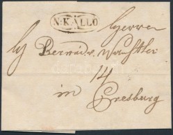 1834 Portós Levél / Unpaid Cover 'N.KALLO' - Presburg - Other & Unclassified