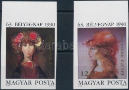 ** 1990 Bélyegnap (63.) - Festmények (XXII.)  Vágott ívszéli Sor (4.000) - Altri & Non Classificati