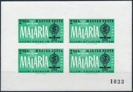 ** 1962 A Malária Elleni Küzdelem éve (II.) Vágott Számozott Kisív (7.000) - Altri & Non Classificati