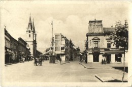 T2/T3 Komárom, Komarno; Utcakép, Mototechna üzlet, Templom / Street View With Shops And Church ... - Unclassified