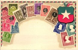 ** T1/T2 Chile - Set Of Stamps, Ottmar Zieher's Carte Philatelique No. 37. Emb. Litho - Non Classificati