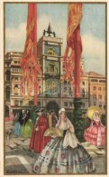 ** T1 Barocco Veneziano, La Torre Dell'Orologio / The Clock Tower, Carnival, Italian Art Postcard S: Bertani - Non Classificati