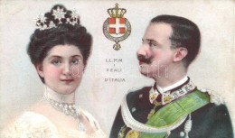 ** T2 Vittorio Emanuele III Of Italy, Elena Of Montenegro Litho - Non Classificati