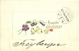 T2 Húsvéti üdvözlet / Easter, Chicken, Floral, Emb. - Unclassified