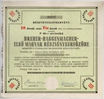 Budapest 1946. 'Dreher-Haggemacher - ElsÅ‘ Magyar RészvényserfÅ‘zde' Tíz... - Unclassified