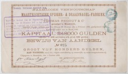 Hollandia / Maastricht 1888. 'Maastrichti Szeggyár' Részvénye 500G-rÅ‘l,... - Non Classificati