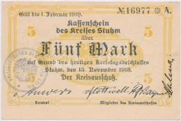 Német Birodalom / Stuhm 1918. 5M Szükségpénz Pecsételésekkel T:I-
German... - Unclassified