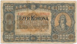 1923. 1000K 'Magyar Pénzjegynyomda Rt. Budapest' Nyomdahely Jelöléssel T:III- - Non Classificati