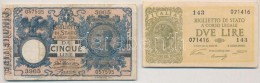 Olaszország 1918. 5L + 1944. 2L T:III,III-
Italy 1918. 5 Lire + 1944. 2 Lire C:F,VG
Krause 23.e; 30.a - Unclassified