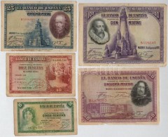 Spanyolország 1928. 25P + 50P + 100P + 1935. 5P + 10P T:III,III-
Spain 1928. 25 Pesetas + 50 Pesetas + 100... - Non Classificati