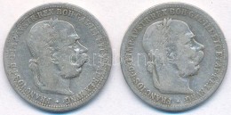 Ausztria 1895-1896. 1K Ag 'Ferenc József' (2x) T:2-,3 Austria 1895-1896. 1 Corona Ag 'Franz Joseph' (2x)... - Non Classificati
