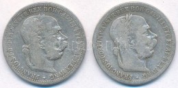 Ausztria 1895-1896. 1K Ag 'Ferenc József' (2x) T:2-,3 Austria 1895-1896. 1 Corona Ag 'Franz Joseph' (2x)... - Unclassified