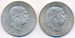 Ausztria 1914-1915. 1K Ag 'Ferenc József' (2x) T:1-,2 Austria 1914-1915. 1 Corona Ag 'Franz Joseph' (2x)... - Unclassified