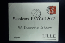 France: Enveloppe Semeuse  10 C  Type E 23 , 147 X 112 Mm Repiquage  Fanyau Lille - Standaardomslagen En TSC (Voor 1995)