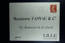 France: Enveloppe Semeuse  10 C  Type E  , 147 X 112 Mm Repiquage  Fanyau Lille  Date 211 - Sobres Tipos Y TSC (antes De 1995)