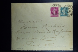 France: Enveloppe Semeuse  30 C  Type N6 , 147 X 112 Mm   Avec Vignette Reims  Exp. It 1928  Uprated+ 20 Cent. - Sobres Tipos Y TSC (antes De 1995)