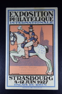 France: Carte Postal Sameuse   40 C. Type Q6 Exposition Philatelique Int. Strasbourg Juin 1927 - Standard Postcards & Stamped On Demand (before 1995)