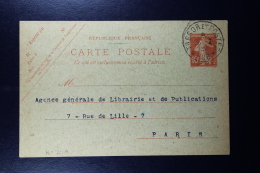 France: Carte Postal Sameuse   10 C.  Type E1c Repiquage  Grande Libraire Internationale - Cartes Postales Types Et TSC (avant 1995)