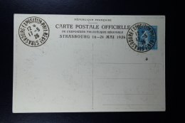 France: Carte Postal Sameuse   30 C.  Type N2 LÉxposition Philatelique Regionale Strasbourg Mai 1926 - Standard- Und TSC-AK (vor 1995)