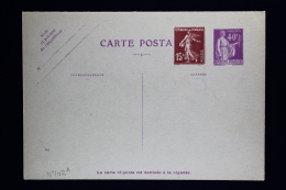 France: Carte Postale  Paix  40 C.   Type  A6a Avec Rereponse Payee  Date 546 - Cartes Postales Types Et TSC (avant 1995)