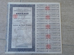 Compagnie Agricole Commerciale Et Industrielle De Badikaha - 100 F 1927 Grand Bassam - Afrique