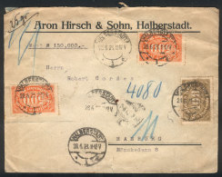 Cover With Declared Value Sent From Halbertstadt To Moscow (Russia) On 28/JUN/1923, Franked With 1,400Mk. (with... - Sonstige & Ohne Zuordnung