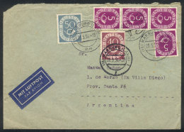 Airmail Cover Sent From Hamburg To Argentina On 28/MAY/1954, Interesting Postage With Stamps Of The "Postal Horn"... - Autres & Non Classés