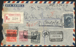 Registered Airmail Cover Sent To Argentina On 29/OC/1949, Franked With 5.50Ptas. + Argentina Stamp Of 20c. To Pay... - Autres & Non Classés