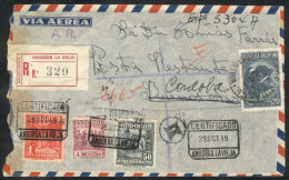 Registered Airmail Cover Sent To Argentina On 29/OC/1949, Franked With 5.50Ptas. + Argentina Stamp Of 20c. To Pay... - Other & Unclassified