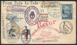 MAIL SENT FROM SOUTH POLE TO NORTH POLE: Cover Sent From Islas Orcadas Del Sur To KINGSBAY (Norway) On 24/FE/1963,... - Altri & Non Classificati