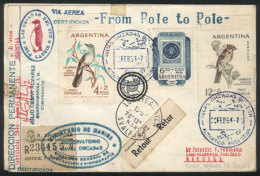 MAIL SENT FROM SOUTH POLE TO NORTH POLE: Card Sent From Islas Orcadas Del Sur To LONGYEARBYEN (Norway) On... - Sonstige & Ohne Zuordnung
