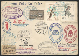 MAIL SENT FROM SOUTH POLE TO NORTH POLE: Cover Sent From Islas Orcadas Del Sur To EGEDESMINDE (Greenland) On... - Altri & Non Classificati