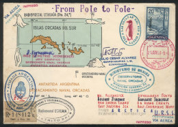 MAIL SENT FROM SOUTH POLE TO NORTH POLE: Cover Sent From Islas Orcadas Del Sur To Bolshoe Zimowie (Russia) On... - Altri & Non Classificati