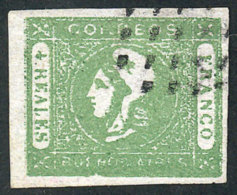 GJ.16, 4R. Green, Overinked Impression, Nice Bright Green Color, Very Attractive Example! - Buenos Aires (1858-1864)