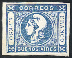 GJ.17, 1P. Blue, Mint, VF Quality! - Buenos Aires (1858-1864)