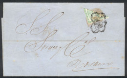 GJ.2BID, 10c. Green, Bisect Used As 5c. On An Entire Letter Sent From Salta To Rosario On 19/MAR/1859, Very Nice,... - Briefe U. Dokumente