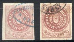 GJ.10 + 10A (Sc.7C, 7Cd), 5c. Rosa And LILAC Colors, Wide Margins, VF Quality, GJ Catalog Value US$270. - Oblitérés