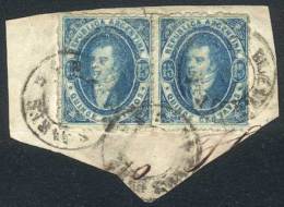 GJ.24, Pair Tied On Fragment By Triple Cancellation Of "Buenos Aires - S" Double Circle WITH ERROR: NO DATE,... - Oblitérés