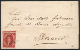 GJ.26, 5th Printing, Superb Example Franking A Folded Cover Sent To Rosario On 27/MAR/1867, With Mute Blue Dotted... - Storia Postale