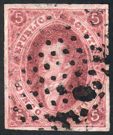 GJ.32, 7th Printing REDCURRANT Color, Striking Example With 4 Wide Margins, Very Fresh, With 9x10 Dotted Cancel Of... - Oblitérés