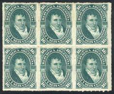 GJ.50, 1876 16c. Belgrano, Handsome Block Of 6, Mint Original Gum, VF Quality! - Andere & Zonder Classificatie