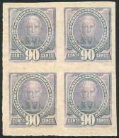 Year 1889, Unadopted Essay Of A Stamp Of 90c. Saavedra (for The Sudamericana Issue), Block Of 4 In Light Lilac,... - Otros & Sin Clasificación