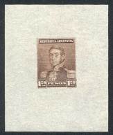 GJ.187, San Martín $1.20, Die Proof In Brown, Printed On Indian Paper (very Thin), Very Fine Quality, Rare! - Sonstige & Ohne Zuordnung