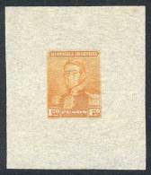 GJ.187, San Martín $1.20, Die Proof In Orange, Printed On Indian Paper (very Thin), Very Fine Quality, Rare! - Andere & Zonder Classificatie