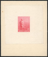 GJ.317, 1911 5c. Plowman, DIE PROOF In RED-ROSE Color, And WITHOUT Printer Imprint (name Of The Artist), Printed On... - Otros & Sin Clasificación